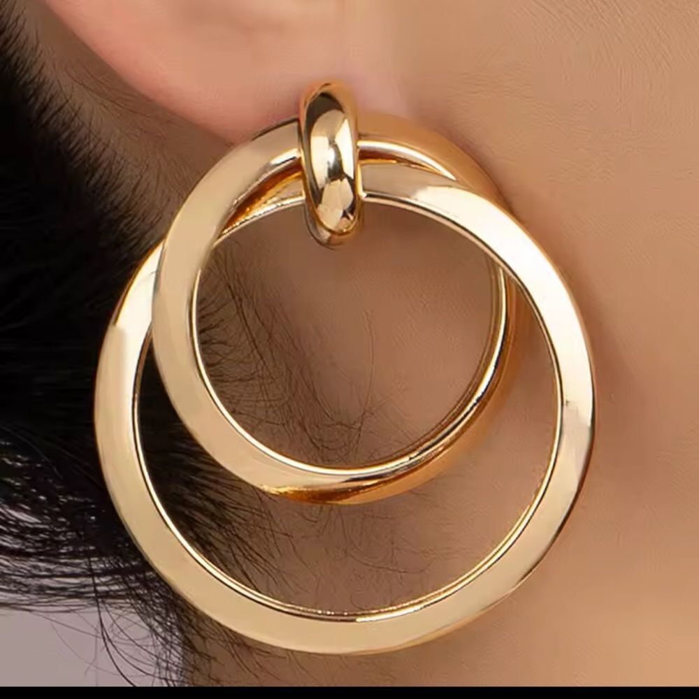 Elegant 18K Gold Plated Double Hoop Earrings